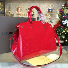Replica Louis Vuitton Bright Red Patent Monogram Brea MM