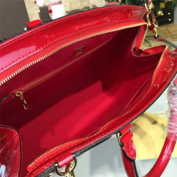 Replica Louis Vuitton Bright Red Patent Monogram Brea MM