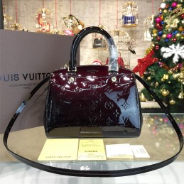 Replica Louis Vuitton Burgundy Patent Monogram Brea PM
