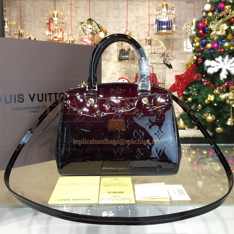 Replica Louis Vuitton Burgundy Patent Monogram Brea PM