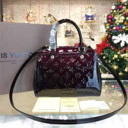 Replica Louis Vuitton Burgundy Patent Monogram Brea PM
