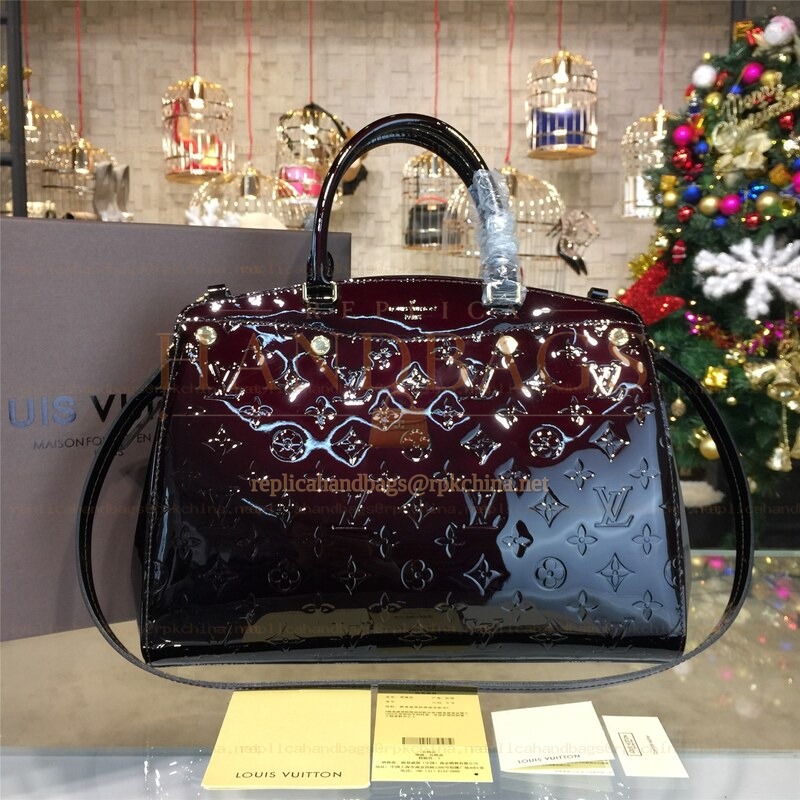 Replica Louis Vuitton Black Patent Monogram Brea MM