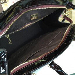 Replica Louis Vuitton Black Patent Monogram Brea MM