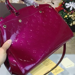 Replica Louis Vuitton Bright Pink Patent Monogram Brea MM