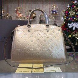 Replica Louis Vuitton Beige Patent Monogram Brea MM