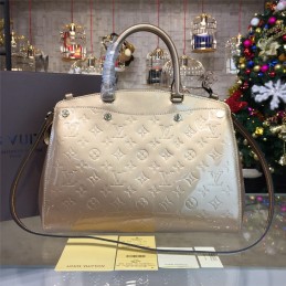 Replica Louis Vuitton Beige Patent Monogram Brea MM