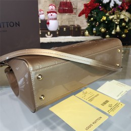 Replica Louis Vuitton Beige Patent Monogram Brea MM