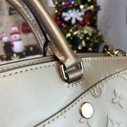 Replica Louis Vuitton Beige Patent Monogram Brea MM