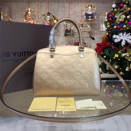 Replica Louis Vuitton Beige Patent Monogram Brea PM