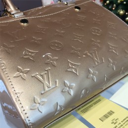 Replica Louis Vuitton Beige Patent Monogram Brea PM