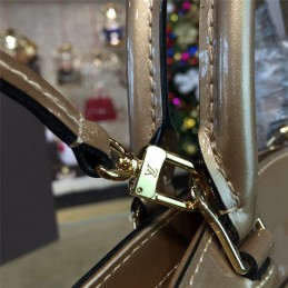 Replica Louis Vuitton Beige Patent Monogram Brea PM
