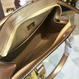 Replica Louis Vuitton Beige Patent Monogram Brea PM