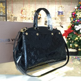 Replica Louis Vuitton Navy Black Patent Monogram Brea MM