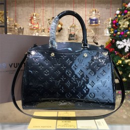 Replica Louis Vuitton Navy Black Patent Monogram Brea MM