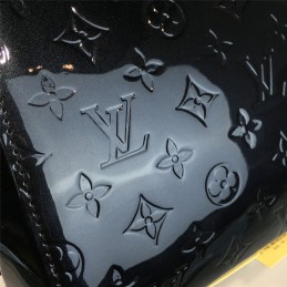 Replica Louis Vuitton Navy Black Patent Monogram Brea MM