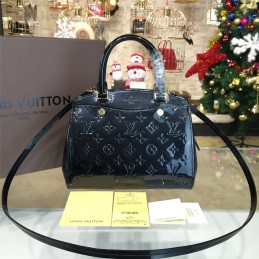 Replica Louis Vuitton Black Patent Monogram Brea PM