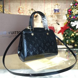 Replica Louis Vuitton Black Patent Monogram Brea PM