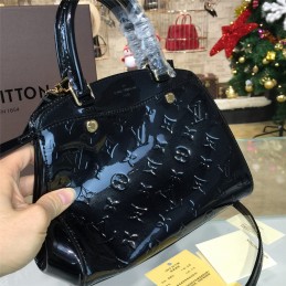 Replica Louis Vuitton Black Patent Monogram Brea PM