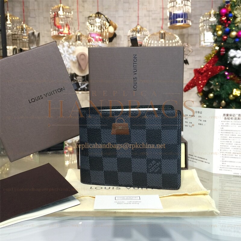 Replica Louis Vuitton Gray Damier Graphite Multiple Wallet