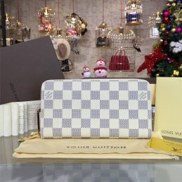 Replica Louis Vuitton White Damier Azur Zippy Wallet