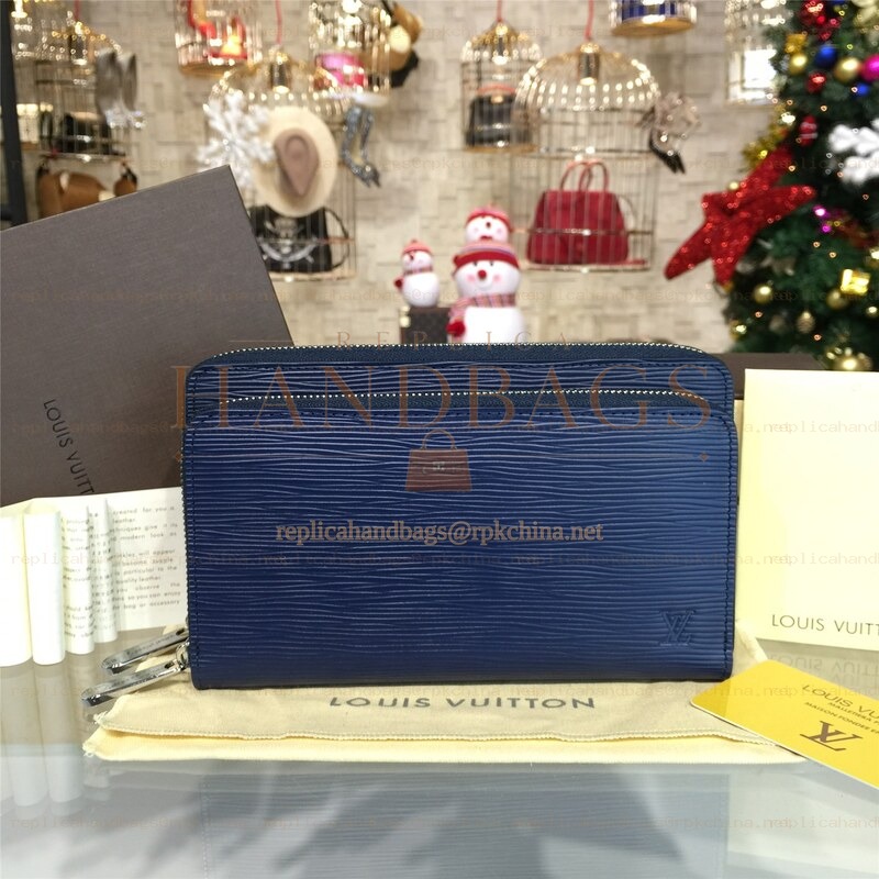 Replica Louis Vuitton Blue Epi Leather Zippy Organizer Wallet