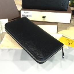 Replica Louis Vuitton Black Taiga Leather Zippy Organizer Wallet