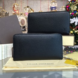 Replica Louis Vuitton Black Taiga Leather Zippy Organizer Wallet