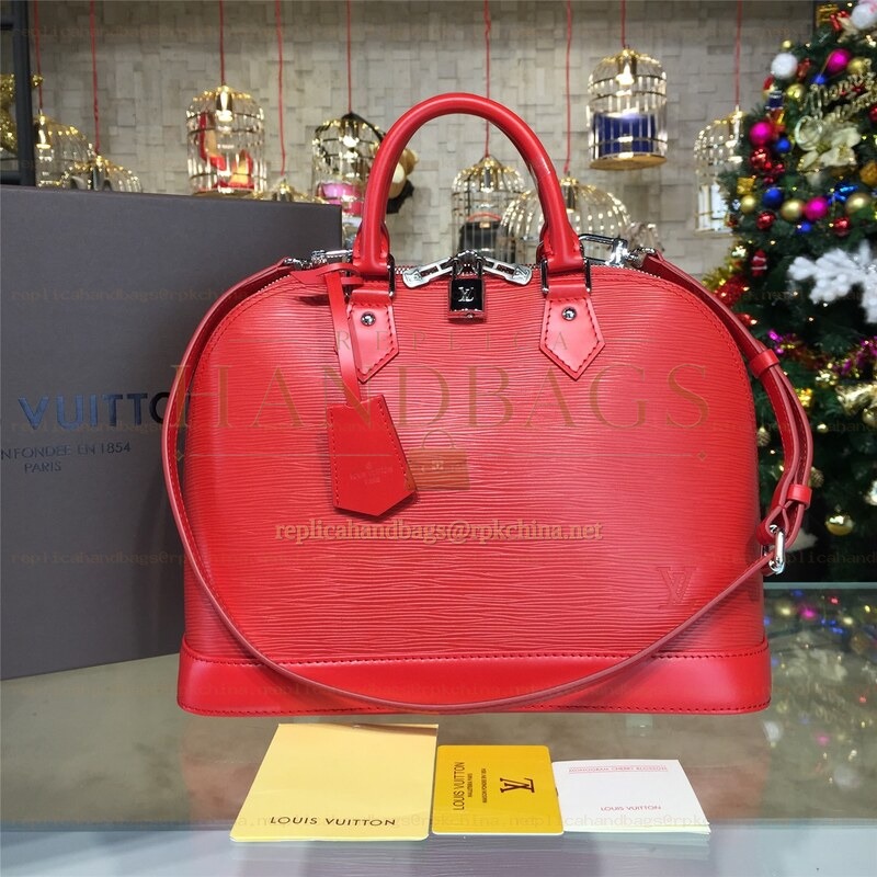 Replica Louis Vuitton Red Textured Alma MM