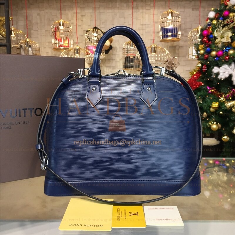 Replica Louis Vuitton Navy Blue Textured Alma MM