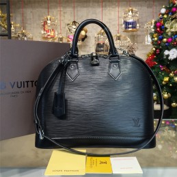Replica Louis Vuitton Black Textured Alma MM
