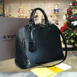 Replica Louis Vuitton Black Textured Alma MM