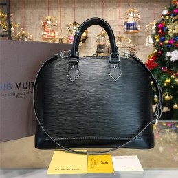 Replica Louis Vuitton Black Textured Alma MM