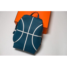 Replica Hermes Hac a Dos style blue leather backpack with white H-line design