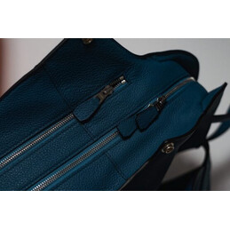 Replica Hermes Hac a Dos style blue leather backpack with white H-line design