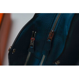Replica Hermes Hac a Dos style blue leather backpack with white H-line design