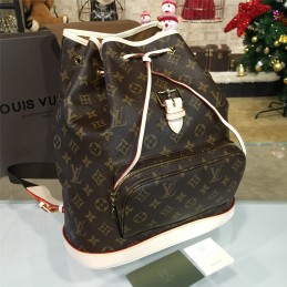 Replica Louis Vuitton Brown Monogram Beige Trim Montsouris GM Backpack