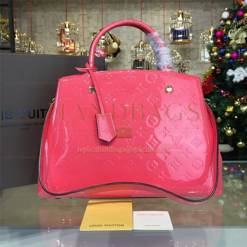Replica Louis Vuitton Coral Pink Embossed Monogram Montaigne MM