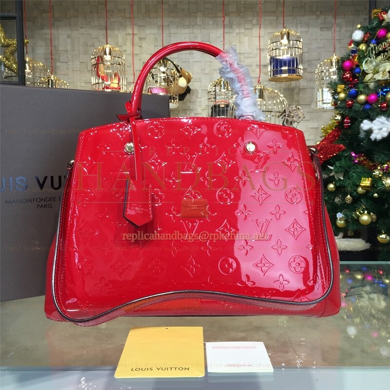 Replica Louis Vuitton Red Embossed Monogram Montaigne MM
