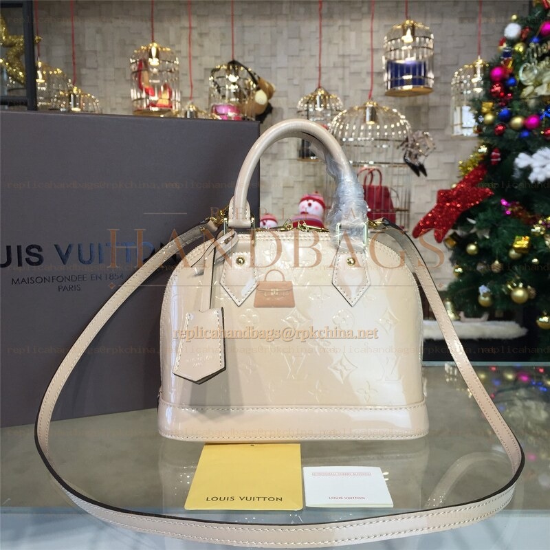 Replica Louis Vuitton White Patent Monogram Alma BB