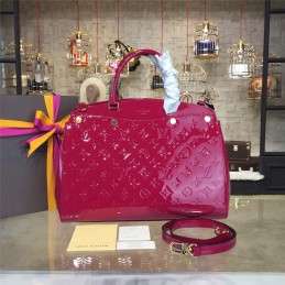 Replica Louis Vuitton Fuchsia Patent Monogram Brea MM