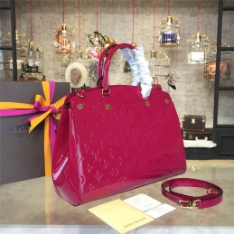 Replica Louis Vuitton Fuchsia Patent Monogram Brea MM