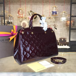 Replica Louis Vuitton Burgundy Patent Monogram Brea MM