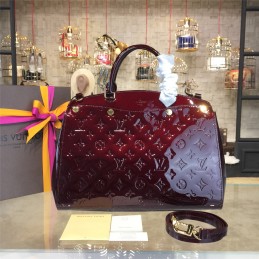 Replica Louis Vuitton Burgundy Patent Monogram Brea MM