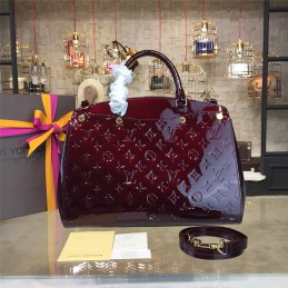 Replica Louis Vuitton Burgundy Patent Monogram Brea MM