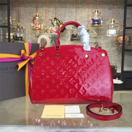 Replica Louis Vuitton Deep Red Patent Monogram Brea MM