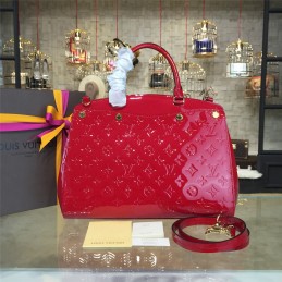 Replica Louis Vuitton Deep Red Patent Monogram Brea MM