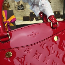 Replica Louis Vuitton Deep Red Patent Monogram Brea MM