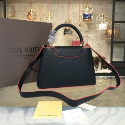 Replica Louis Vuitton Black Red Trim Capucines BB