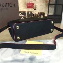 Replica Louis Vuitton Black Red Trim Capucines BB