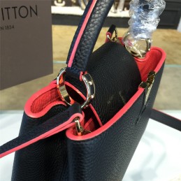 Replica Louis Vuitton Black Red Trim Capucines BB